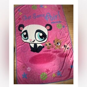 RARE HTF Vintage Littlest Pet Shop Fleece Blanket twin panda monkey deer and cat